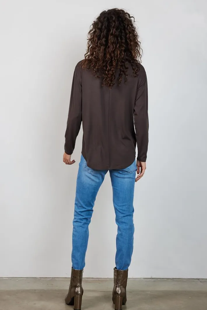 DiDi Loose tee Cindy Chocolate brown- Basics | T-shirts & Tops