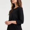 DiDi Loose tee crew 3/4 sleeves zwart- Basics | T-shirts & Tops