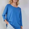 DiDi Loose tee crew 3/4 sleeves Dutch blue- Basics | T-shirts & Tops