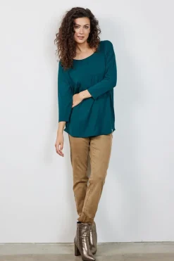 DiDi Loose tee crew 3/4 sleeves Dark sea green- Basics | T-shirts & Tops