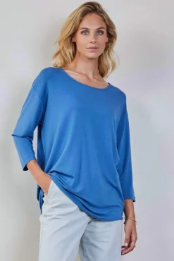 DiDi Loose tee crew 3/4 sleeves Dutch blue- Basics | T-shirts & Tops