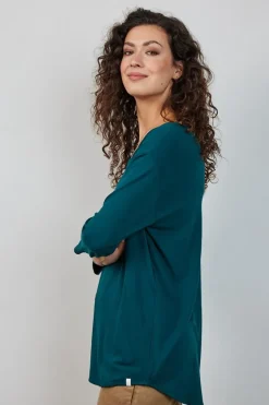 DiDi Loose tee crew 3/4 sleeves Dark sea green- Basics | T-shirts & Tops