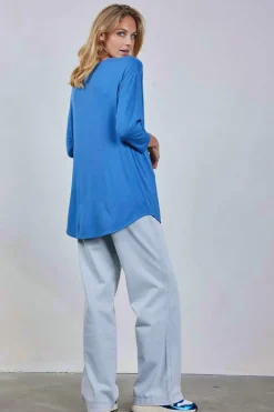 DiDi Loose tee crew 3/4 sleeves Dutch blue- Basics | T-shirts & Tops