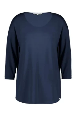 DiDi Loose tee crew 3/4 sleeves, donkerblauw- Basics | T-shirts & Tops