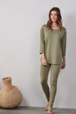 DiDi Loose tee crew 3/4 sleeves in Aloe green- Basics | T-shirts & Tops