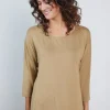 DiDi Loose tee crew 3/4 sleeves Kelp sand- Basics | T-shirts & Tops