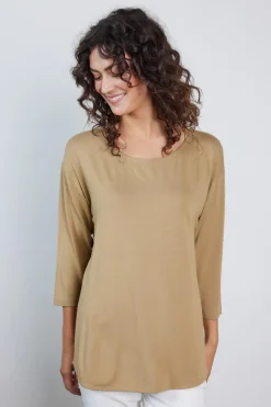 DiDi Loose tee crew 3/4 sleeves Kelp sand- Basics | T-shirts & Tops