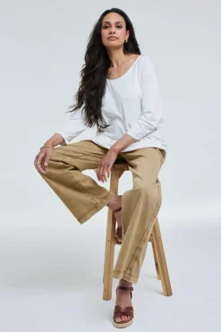 DiDi Loose tee crew 3/4 sleeves Offwhite- Basics | T-shirts & Tops