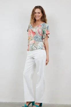 DiDi Loose tee Jeska in Feather grey with Ocean Treasures.- T-shirts & Tops