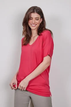 DiDi Loose V-tee Faye in magenta rose- Basics | T-shirts & Tops