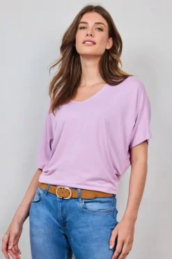 DiDi Loose V-tee Faye in mauve mist- Basics | T-shirts & Tops