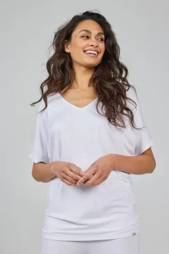 DiDi Loose V-tee Faye in Wit- Basics | T-shirts & Tops