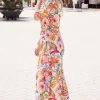 DiDi Maxi dress Bonita in Offwhite with Mango tango print- Jurken & Tunieken