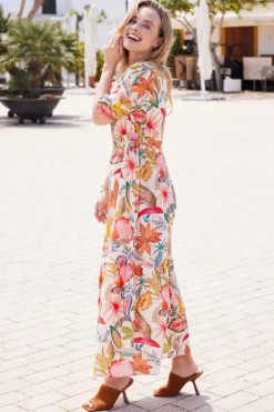 DiDi Maxi dress Bonita in Offwhite with Mango tango print- Jurken & Tunieken