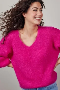 DiDi Mohair pullover Mira in raspberry pink- Truien & Vesten