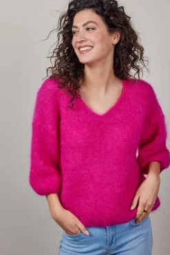 DiDi Mohair pullover Mira in raspberry pink- Truien & Vesten