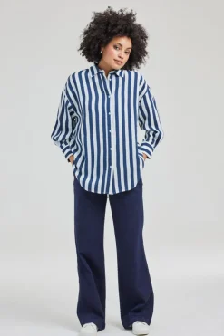 DiDi Oversized shirt Lisan Blue offwhite Stripe- Blouses