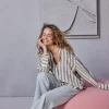 DiDi Oversized shirt Lisan Taupe offwhite Stripe- Blouses