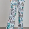 DiDi Pants Breezer print in Offwhite with Palm festival print- Lange Broeken