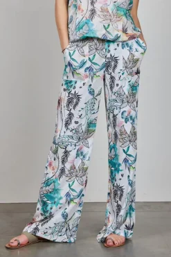 DiDi Pants Breezer print in Offwhite with Palm festival print- Lange Broeken