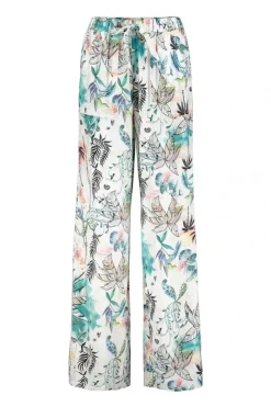 DiDi Pants Breezer print in Offwhite with Palm festival print- Lange Broeken