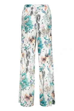 DiDi Pants Breezer print in Offwhite with Palm festival print- Lange Broeken