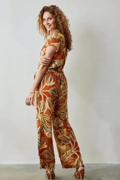 DiDi Pants Comfy in Copper with Palma print- Lange Broeken