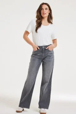 DiDi Pants Palazzo mid grey- Denim | Lange Broeken