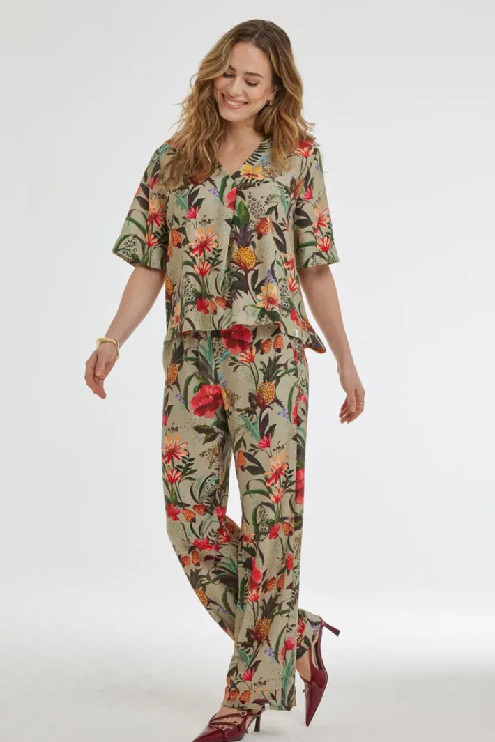 DiDi Pants Paloma Sand Magnificent print- Lange Broeken