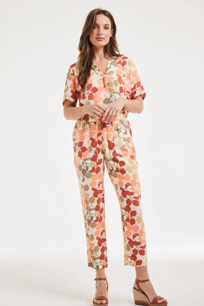 DiDi Pants Sol Bright leaves print- Lange Broeken