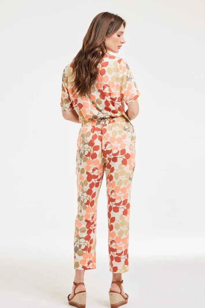 DiDi Pants Sol Bright leaves print- Lange Broeken