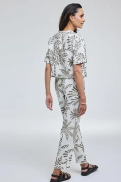 DiDi Pants Sol Offwhite Palmer print- Lange Broeken