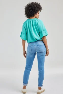 DiDi 5 pocket denim pants Mid blue- Denim | Lange Broeken