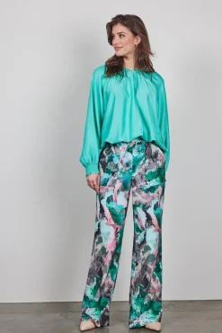 DiDi Printed pants Breezer in lightgrey with dreamscape print- Lange Broeken