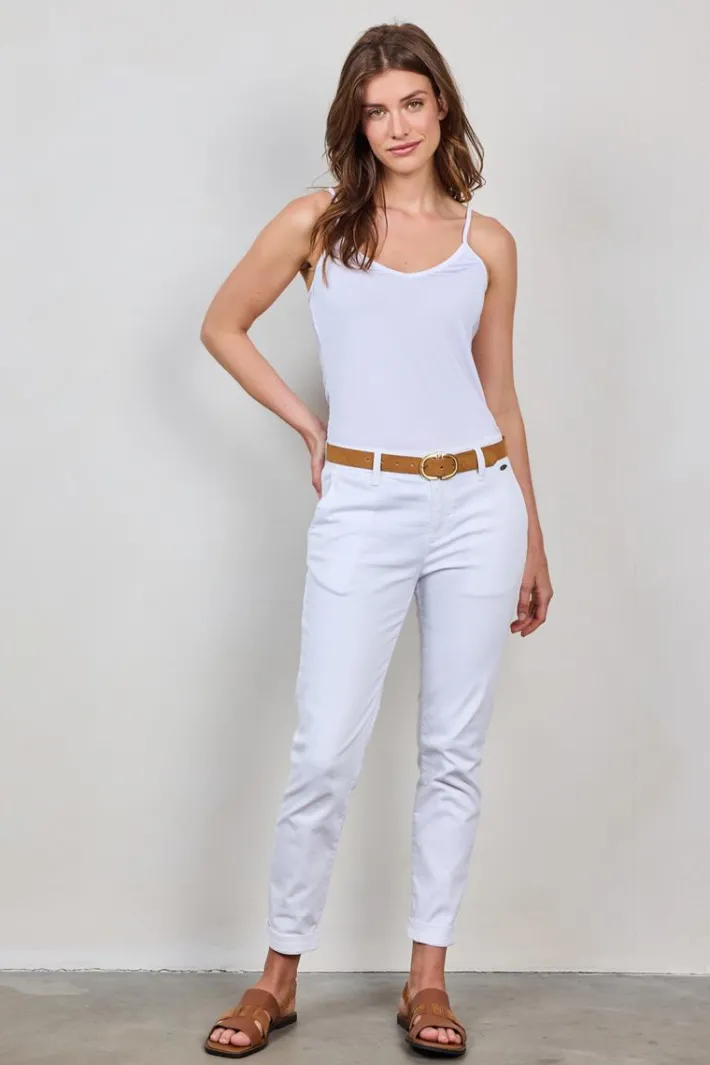 DiDi Rayon Spaghetti top in White- Basics | T-shirts & Tops