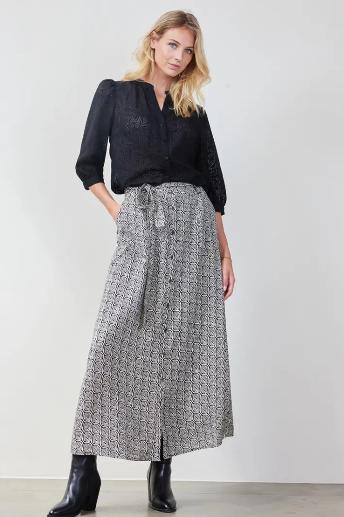 DiDi Skirt Nula in feather grey with Palette print- Rokken