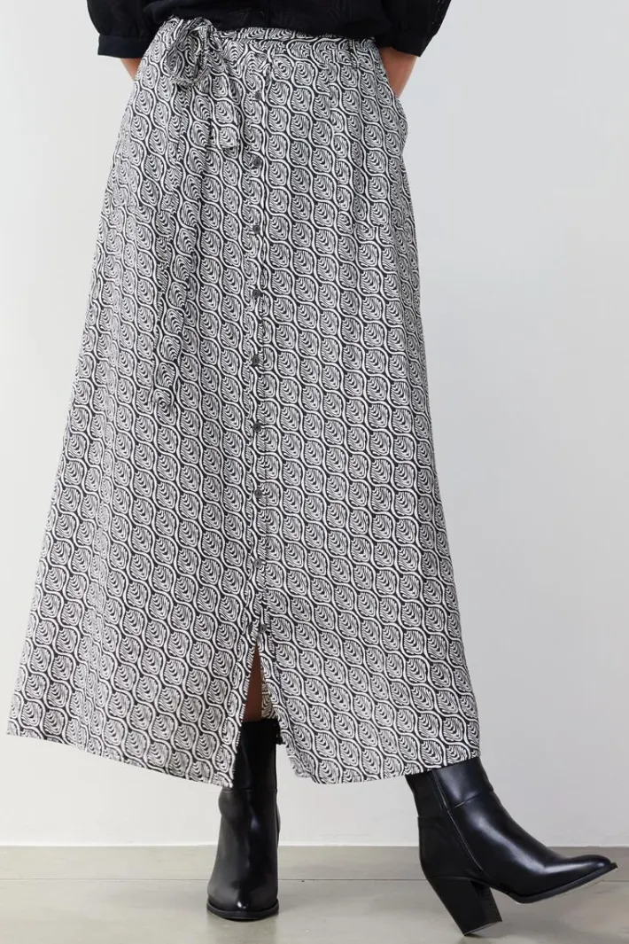 DiDi Skirt Nula in feather grey with Palette print- Rokken