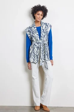 DiDi Sleeveless vest Diam in darkblue with Lush print- Truien & Vesten