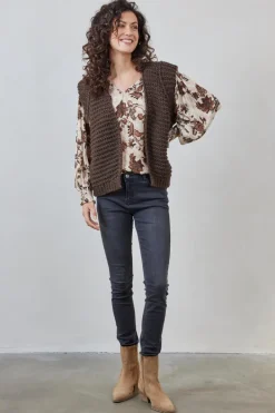 DiDi Sleeveless vest Emma in bruin- Truien & Vesten | Gilets
