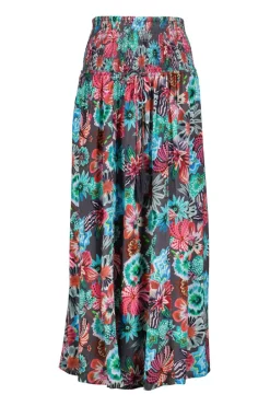 DiDi Smocked skirt Magic in dark shadow with Floral Medley print- Rokken