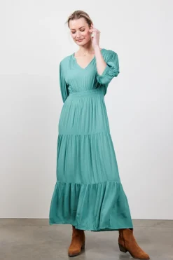 DiDi Solid dress Josie in granite green- Jurken & Tunieken