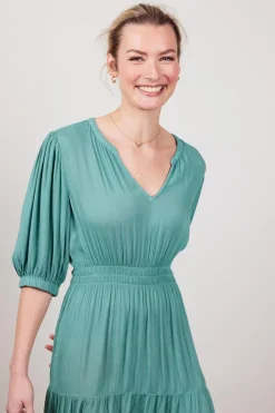 DiDi Solid dress Josie in granite green- Jurken & Tunieken