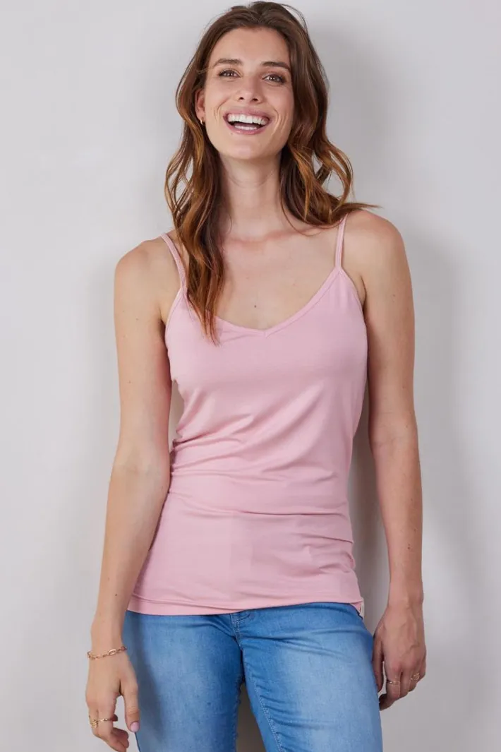 DiDi Spaghetti V singlet in bridal roze- Basics | T-shirts & Tops