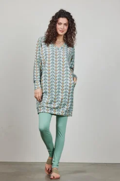 DiDi Sweat dress Chilly met groene Troy print- Truien & Vesten | Sweaters