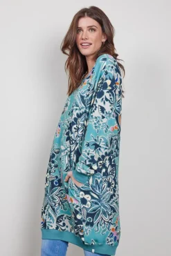 DiDi Sweat dress Lou in licht groen met Flora Fantasy print- Truien & Vesten | Sweaters