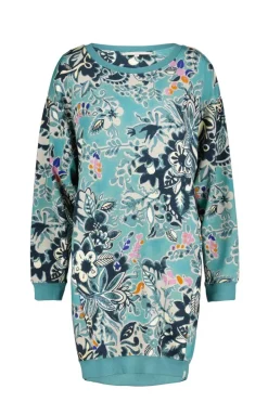 DiDi Sweat dress Lou in licht groen met Flora Fantasy print- Truien & Vesten | Sweaters