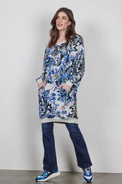 DiDi Sweat dress Lou, light silver met Flora Fantasy print- Sweaters | Truien & Vesten