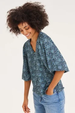 DiDi Top Becca Dark blue Fuji XS print- T-shirts & Tops