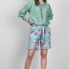 DiDi Travel bermuda Urban in Granite green with Floral Medley print- Travel | Korte Broeken