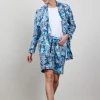 DiDi Travel bermuda Urban in offwhite with blue Azur Fusion print- Travel | Korte Broeken